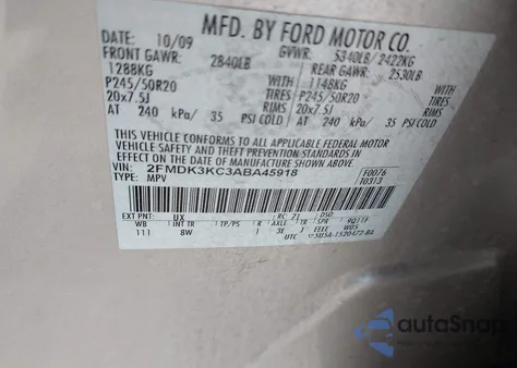 2010 Ford Edge Limited from USA, damaged, VIN 2FMDK3KC3ABA45918
